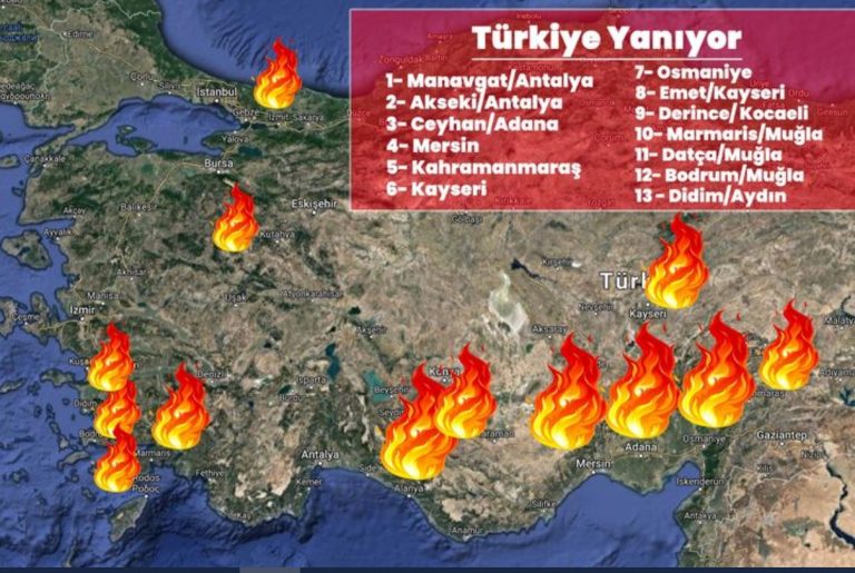 Forest fires choking Turkey’s South P.A. Turkey